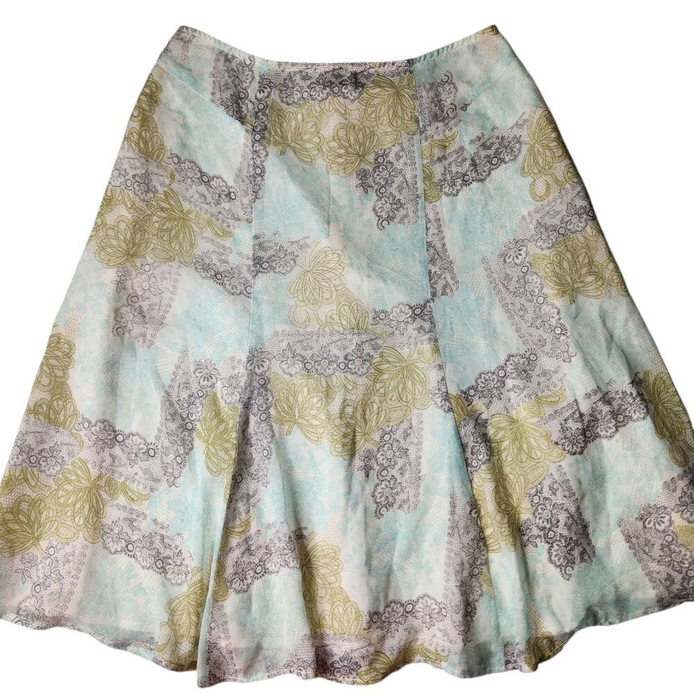Vintage DRAMA Floral Lightweight Silk Chiffon Flowy Skirt Size 4